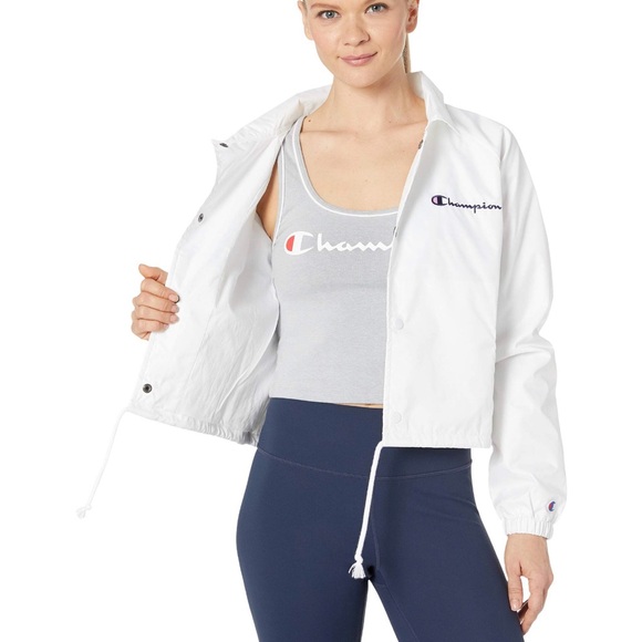 NWT Champion White Cropped Coaches Jacket - Picture 3 of 7